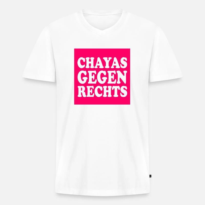 chayas gegen rechts - Männer Premium Bio T-Shirt mit V-Ausschnitt - Weiß