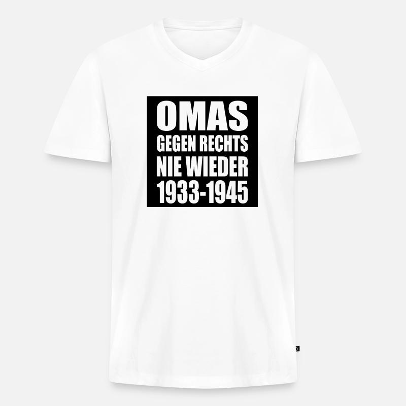 Omas gegen rechts - Männer Premium Bio T-Shirt mit V-Ausschnitt - Weiß