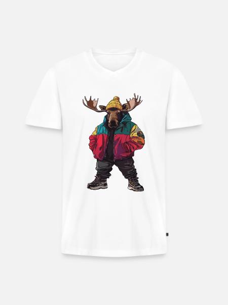Orignal Drôle d’hiver - T-shirt encolure en V Premium bio Homme - blanc