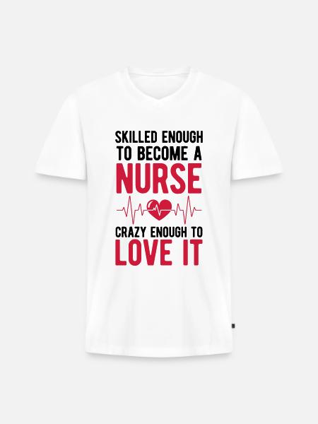 Nurse - Men's Premium Organic T-shirt with V-neck - white