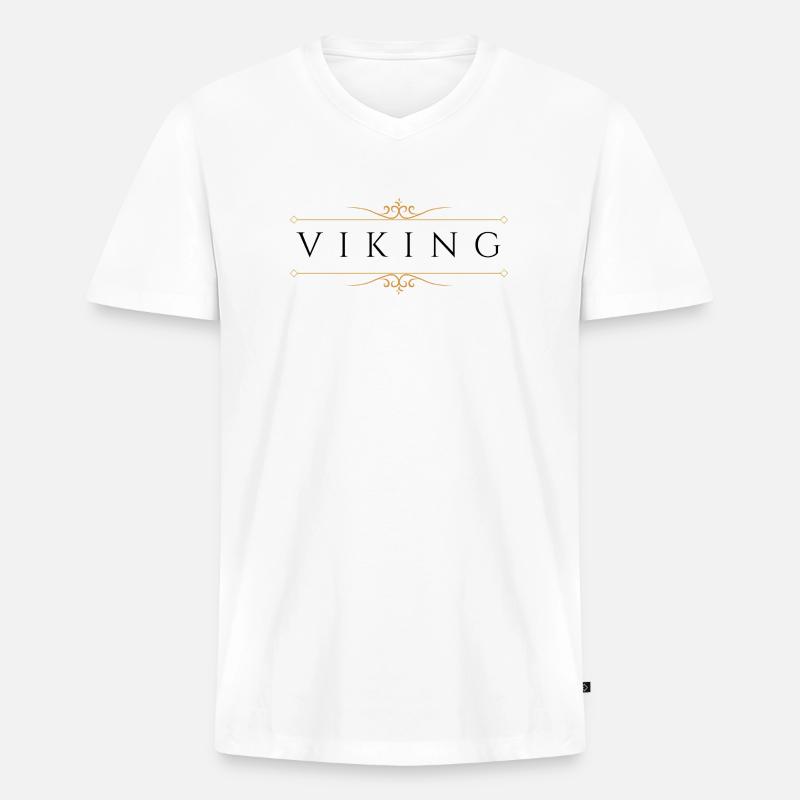 Wikinger elegant - Männer Premium Bio T-Shirt mit V-Ausschnitt - Weiß