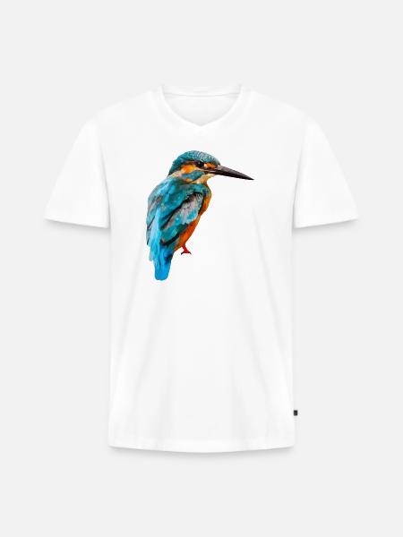 kingfisher - Men's Premium Organic T-shirt with V-neck - white