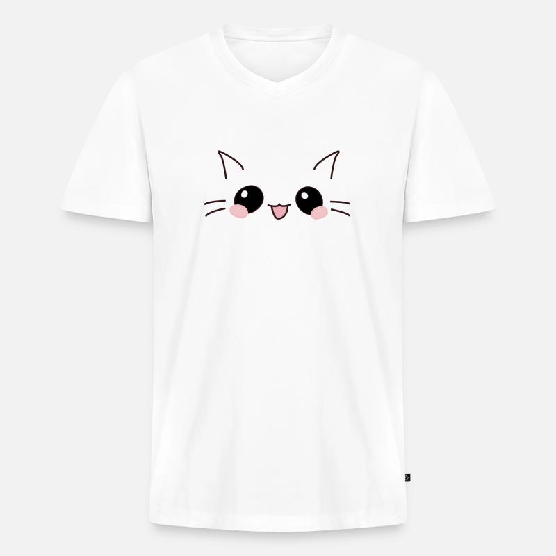 KittyCat - Männer Premium Bio T-Shirt mit V-Ausschnitt - Weiß