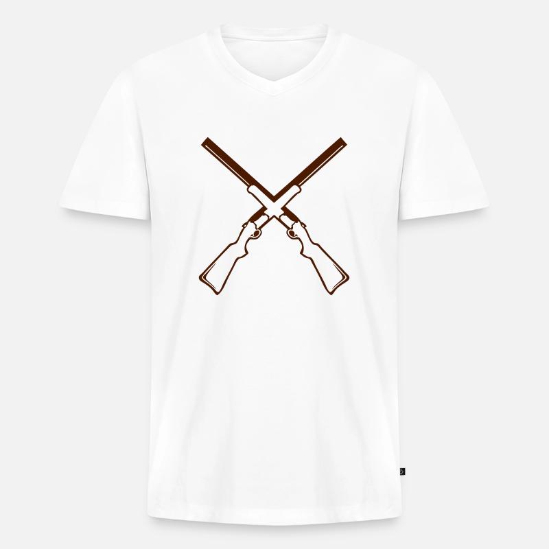 Doppel-Gewehr Jagd - Männer Premium Bio T-Shirt mit V-Ausschnitt - Weiß