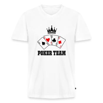 Équipe de poker - T-shirt encolure en V Premium bio Homme - blanc - Devant - Nico (187cm)