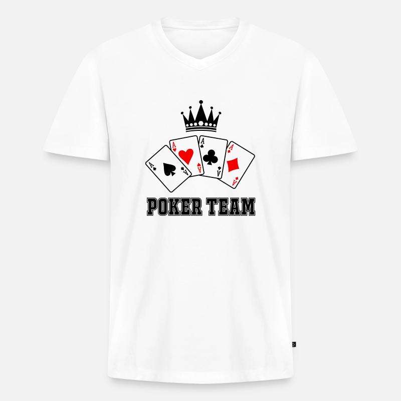 poker team - Männer Premium Bio T-Shirt mit V-Ausschnitt - Weiß