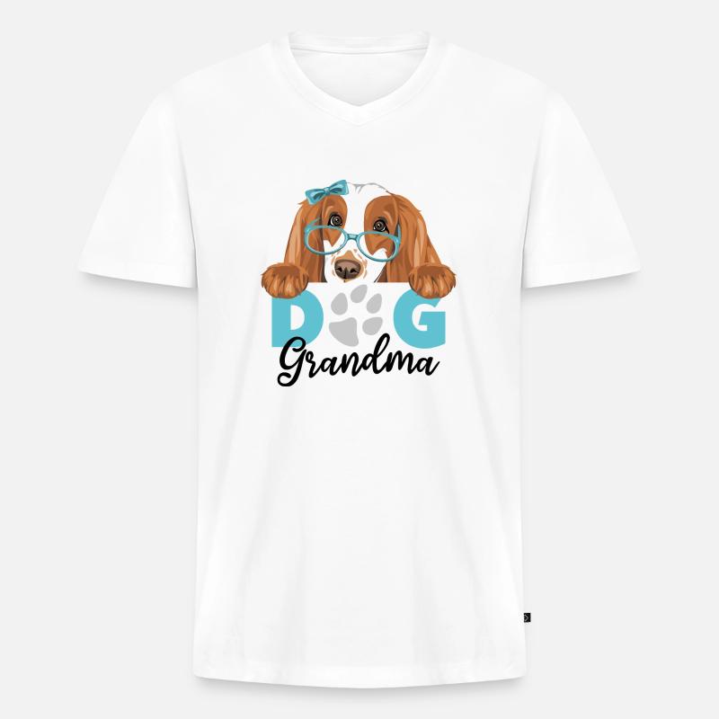 Peeking Cocker Spaniel Hund Oma - Männer Premium Bio T-Shirt mit V-Ausschnitt - Weiß