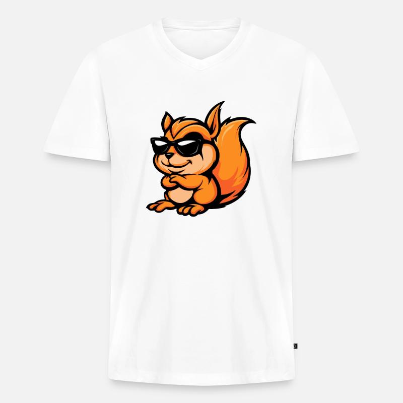 Eichhörnchen Comic Cool - Männer Premium Bio T-Shirt mit V-Ausschnitt - Weiß