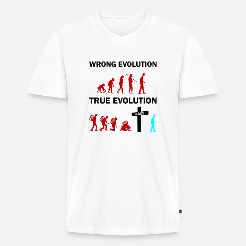 true evolution jesus - Männer Premium Bio T-Shirt mit V-Ausschnitt - Weiß