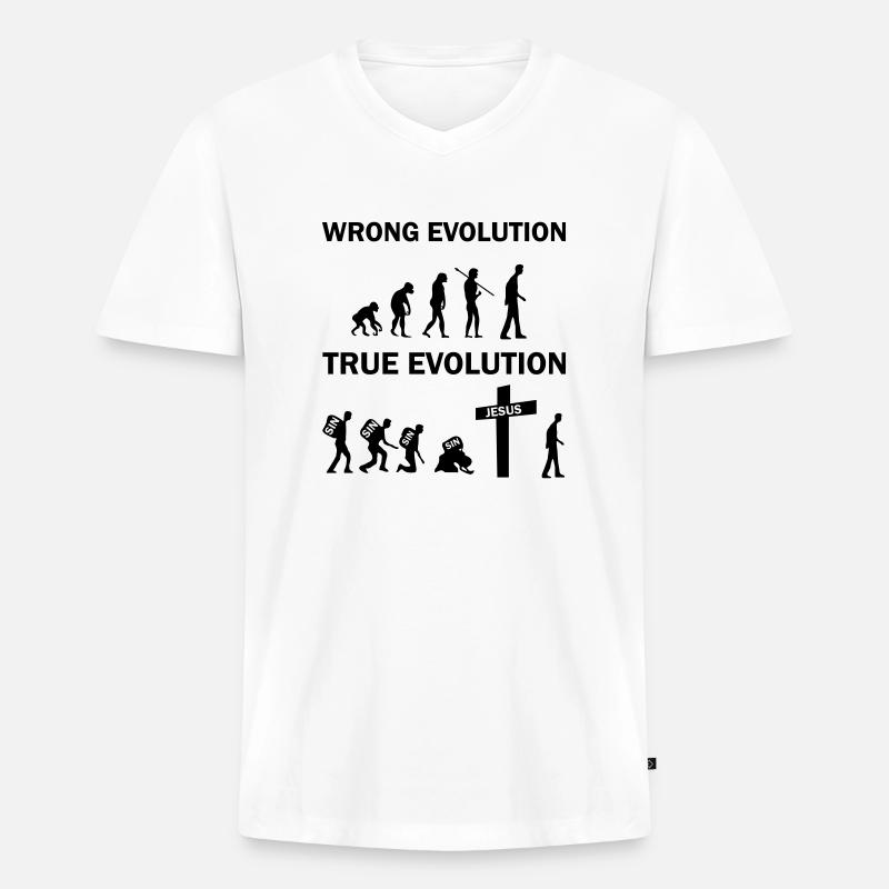 true evolution jesus - Männer Premium Bio T-Shirt mit V-Ausschnitt - Weiß