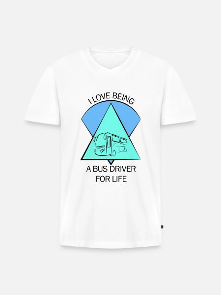 Bus Busfahrer Schulbus Autobus Busfahrerin - Männer Premium Bio T-Shirt mit V-Ausschnitt - Weiß