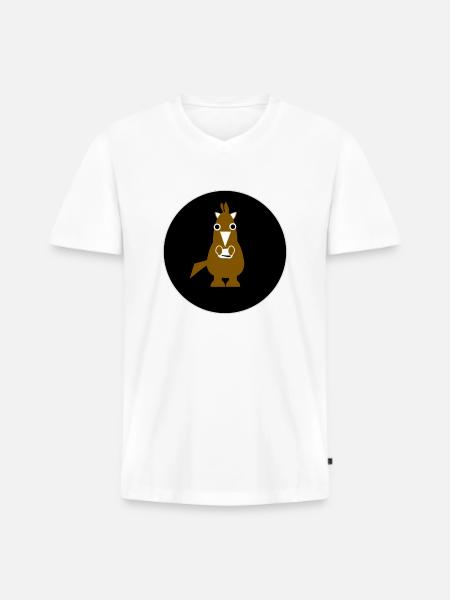 Cheval Ross Pony - T-shirt encolure en V Premium bio Homme - blanc