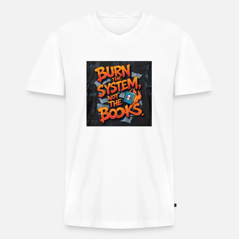 Feuriger Graffiti-Protest - Männer Premium Bio T-Shirt mit V-Ausschnitt - Weiß