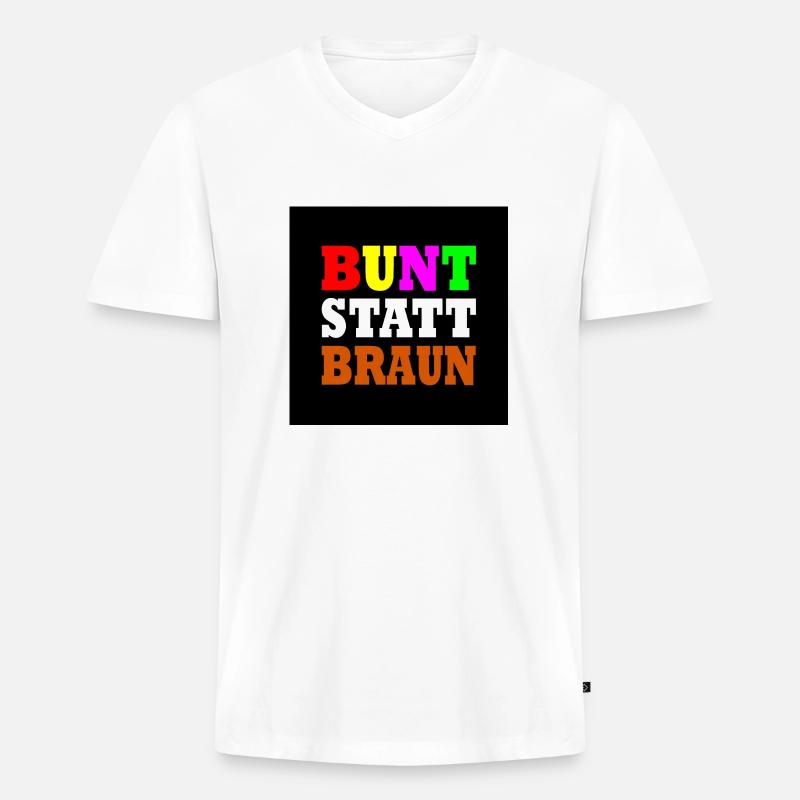 Bunt statt braun - Männer Premium Bio T-Shirt mit V-Ausschnitt - Weiß