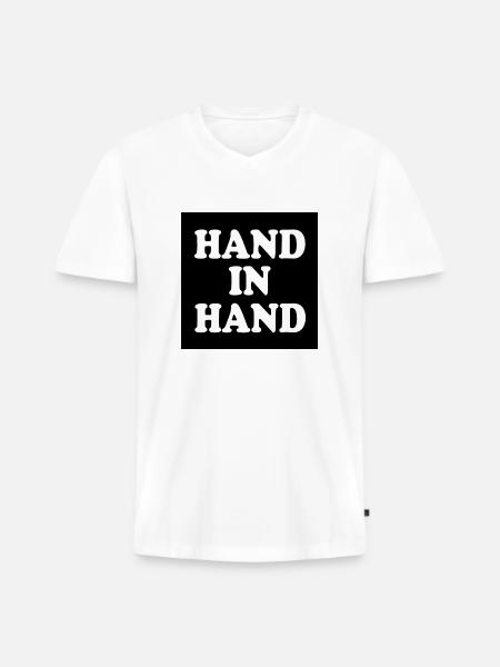 Hand in hand - Männer Premium Bio T-Shirt mit V-Ausschnitt - Weiß