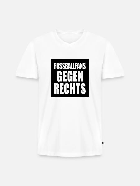 fussballfans gegen rechts - Männer Premium Bio T-Shirt mit V-Ausschnitt - Weiß