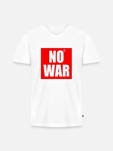No war - Men's Premium Organic T-shirt with V-neck - white