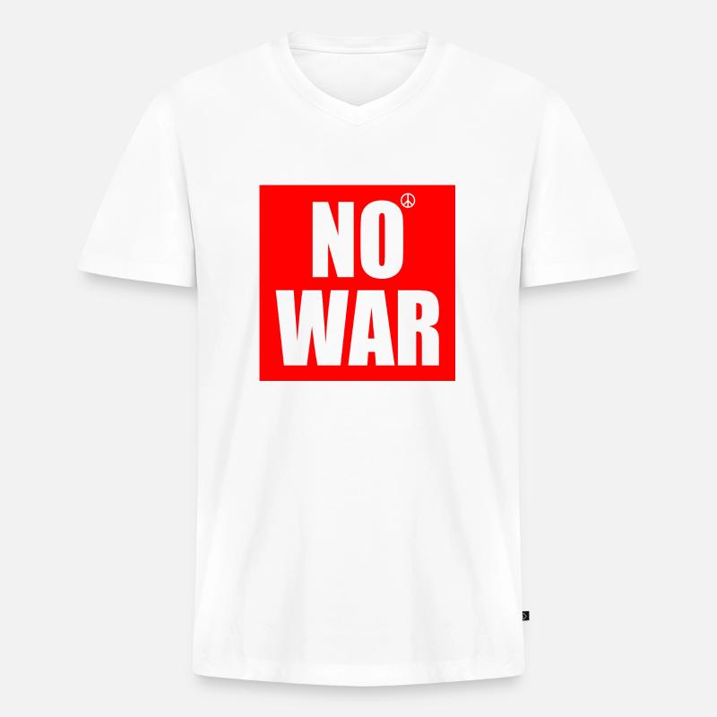 No war - Männer Premium Bio T-Shirt mit V-Ausschnitt - Weiß