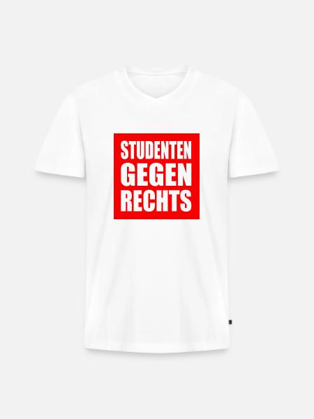Studenten gegen rechts - Männer Premium Bio T-Shirt mit V-Ausschnitt - Weiß