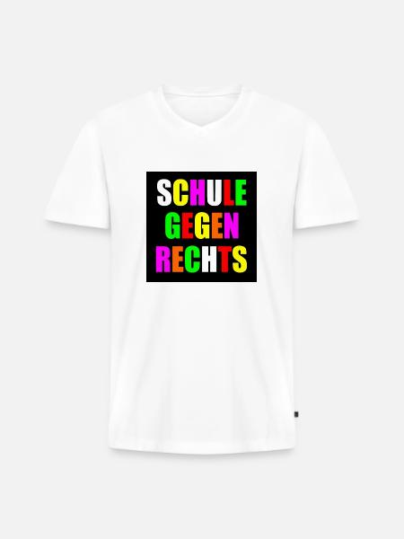 Schule gegen rechts - Männer Premium Bio T-Shirt mit V-Ausschnitt - Weiß