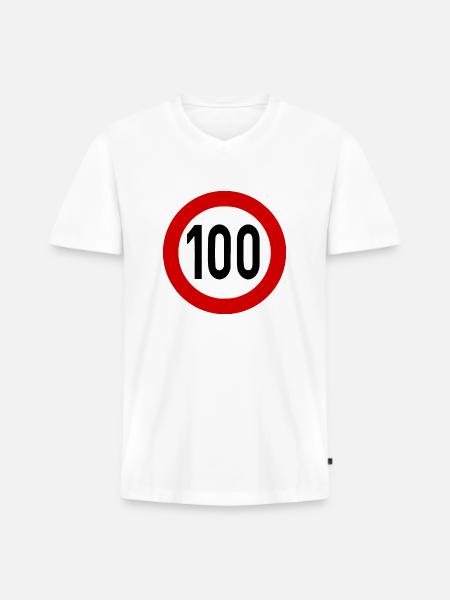 Speed Sign TempoLimit 100 Shield - Men's Premium Organic T-shirt with V-neck - white