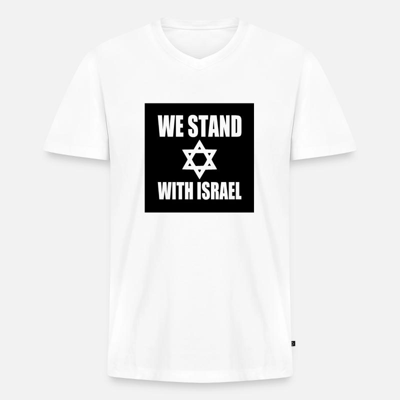 We stand with israel - Männer Premium Bio T-Shirt mit V-Ausschnitt - Weiß