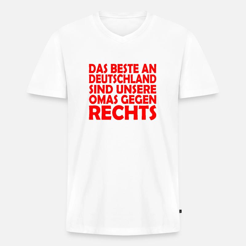 Omas gegen rechts - Männer Premium Bio T-Shirt mit V-Ausschnitt - Weiß
