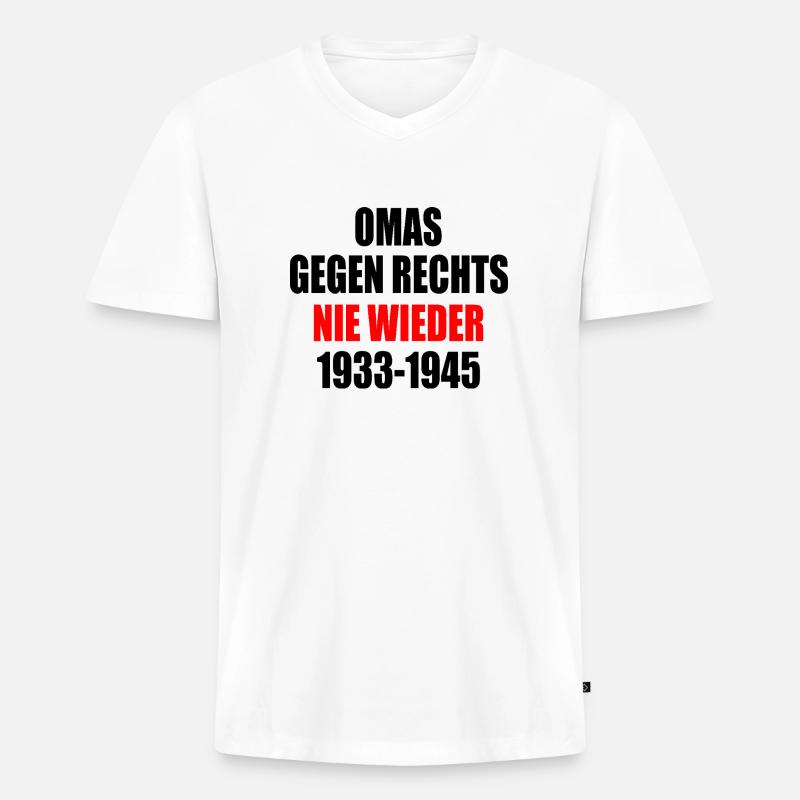 Omas gegen rechts - Männer Premium Bio T-Shirt mit V-Ausschnitt - Weiß