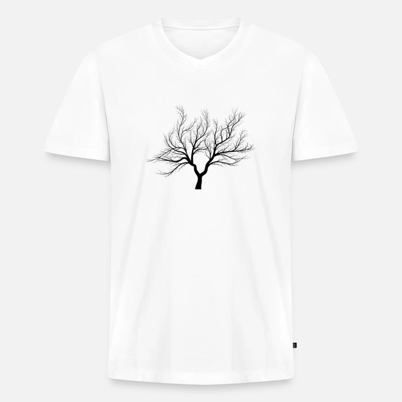Baum mit Statement - Männer Premium Bio T-Shirt mit V-Ausschnitt - Weiß