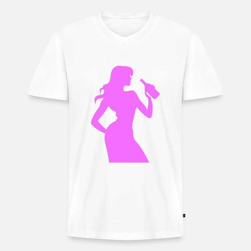Frau Spass Silhouette - Männer Premium Bio T-Shirt mit V-Ausschnitt - Weiß