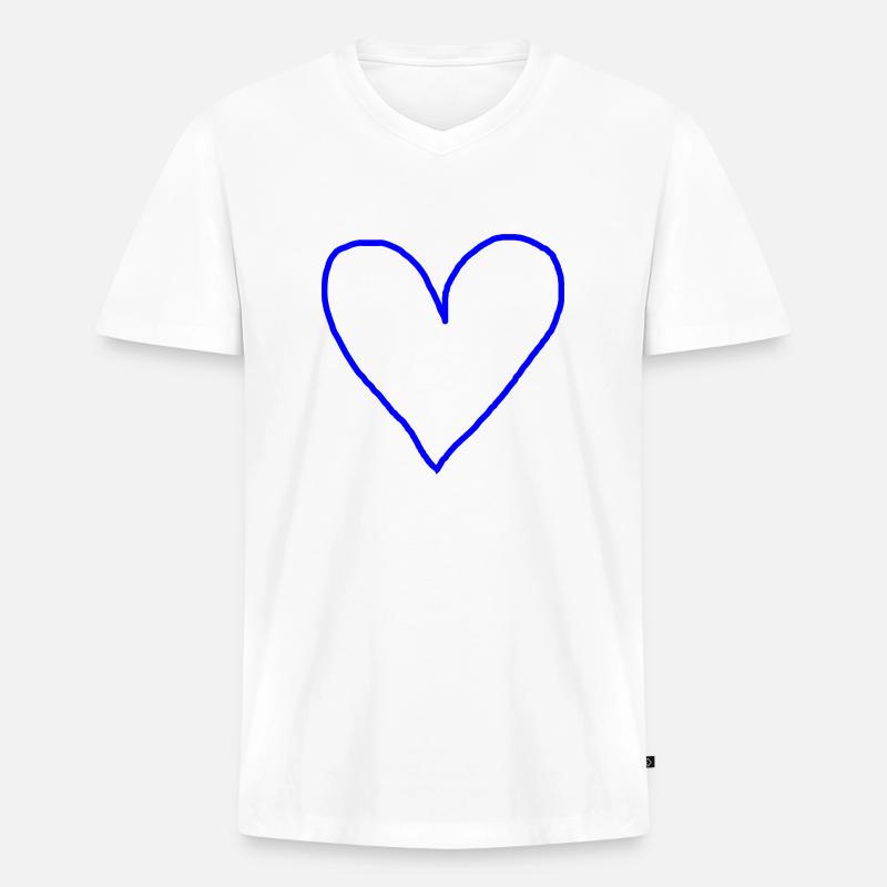 Herz blau Geschenkidee - Männer Premium Bio T-Shirt mit V-Ausschnitt - Weiß