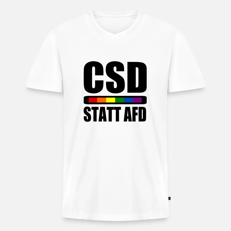 Csd statt afd - Männer Premium Bio T-Shirt mit V-Ausschnitt - Weiß