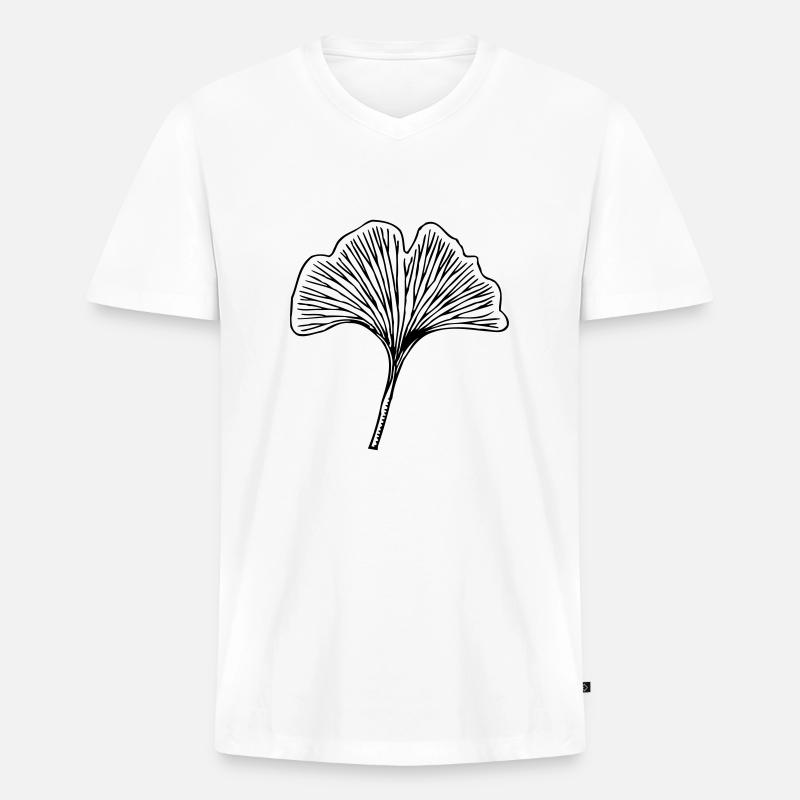 Gingko - Männer Premium Bio T-Shirt mit V-Ausschnitt - Weiß