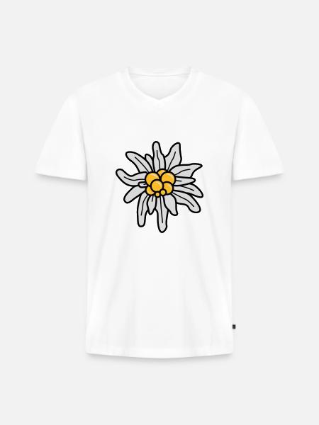 Edelweiss - Männer Premium Bio T-Shirt mit V-Ausschnitt - Weiß