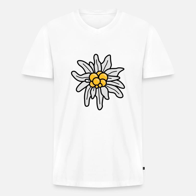 Edelweiss - Männer Premium Bio T-Shirt mit V-Ausschnitt - Weiß