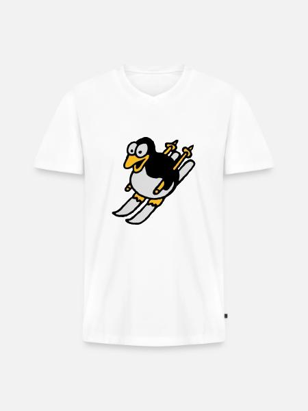 pinguin_ski_022011_i_3c - Männer Premium Bio T-Shirt mit V-Ausschnitt - Weiß