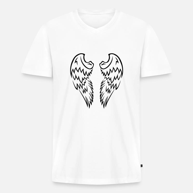 Engel Flügel Wings - Männer Premium Bio T-Shirt mit V-Ausschnitt - Weiß