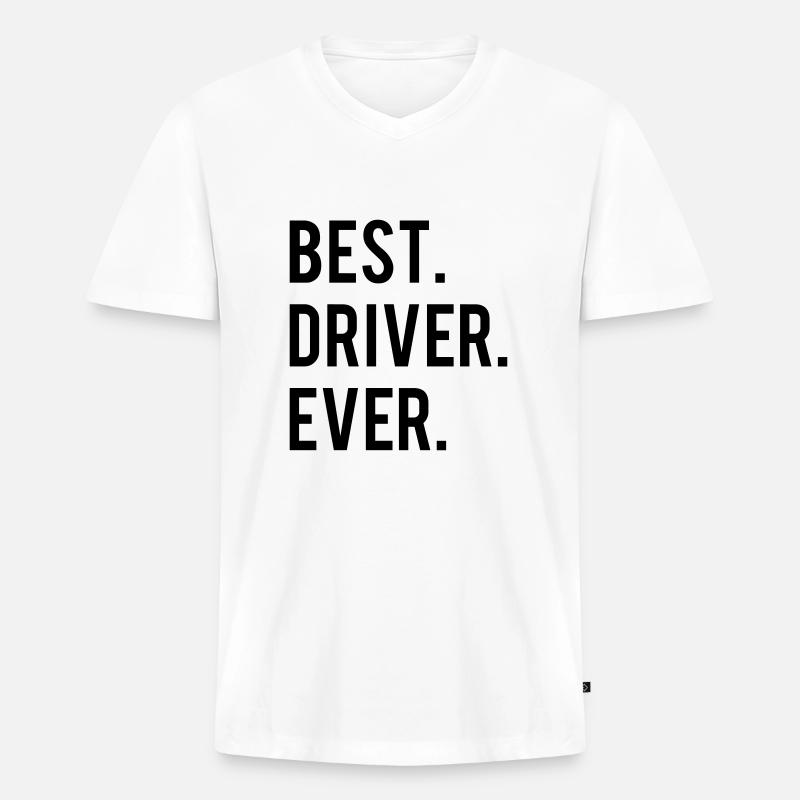Best Driver Ever - Männer Premium Bio T-Shirt mit V-Ausschnitt - Weiß