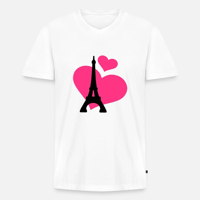 Eiffelturm Paris - Männer Premium Bio T-Shirt mit V-Ausschnitt - Weiß