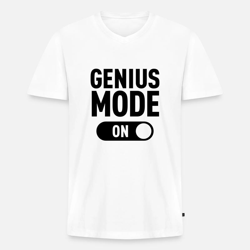 Genius Mode (ON) - Männer Premium Bio T-Shirt mit V-Ausschnitt - Weiß