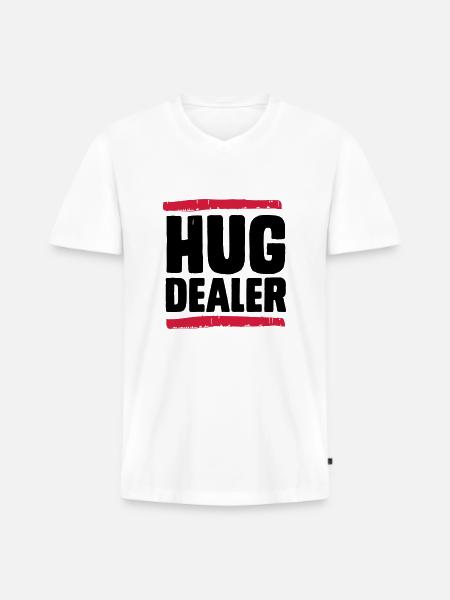 Hug Dealer - Männer Premium Bio T-Shirt mit V-Ausschnitt - Weiß