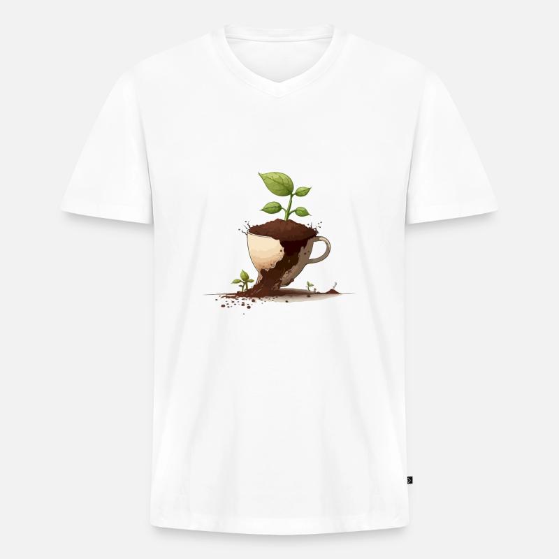 Der schlichte Becher - Männer Premium Bio T-Shirt mit V-Ausschnitt - Weiß
