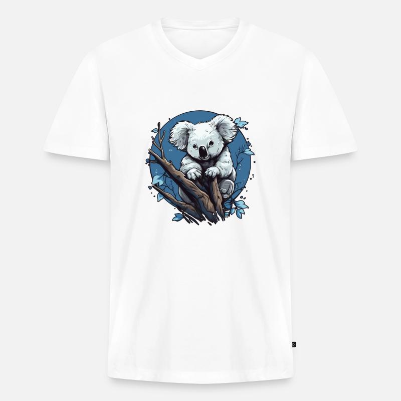 Süßer Koala - Männer Premium Bio T-Shirt mit V-Ausschnitt - Weiß