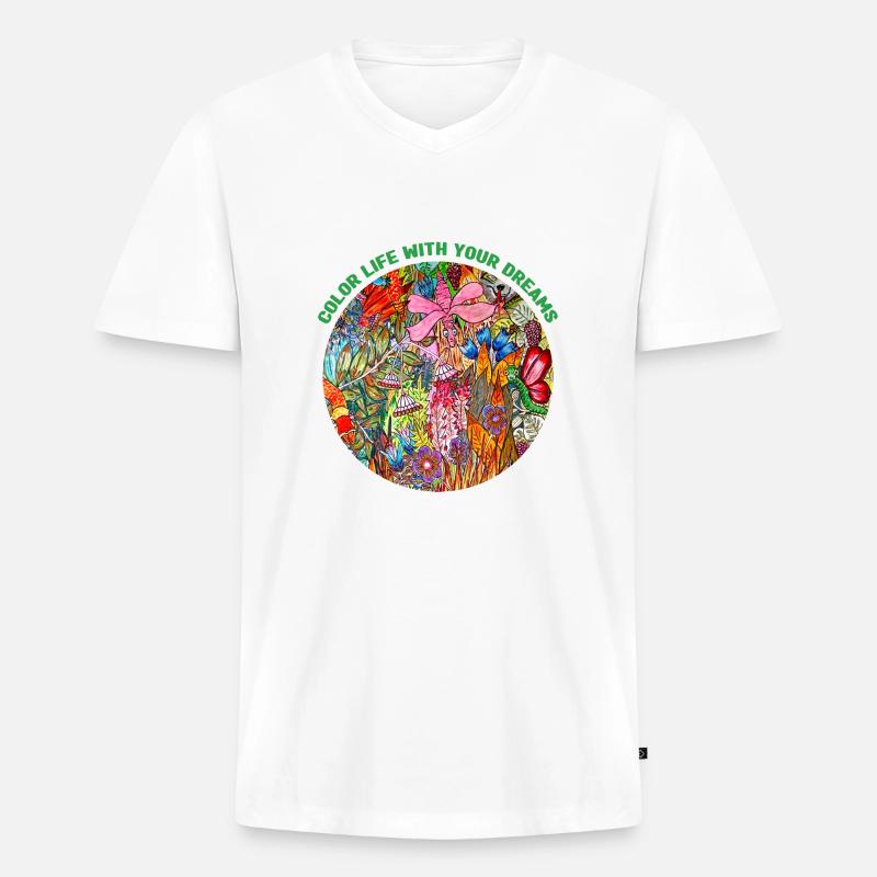 Farblebensdauer - Männer Premium Bio T-Shirt mit V-Ausschnitt - Weiß