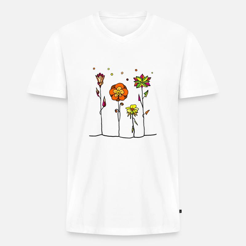 Blumen - Männer Premium Bio T-Shirt mit V-Ausschnitt - Weiß