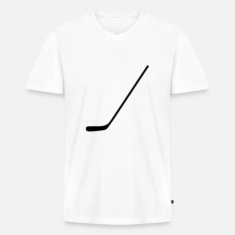 Hockeyschläger - Männer Premium Bio T-Shirt mit V-Ausschnitt - Weiß