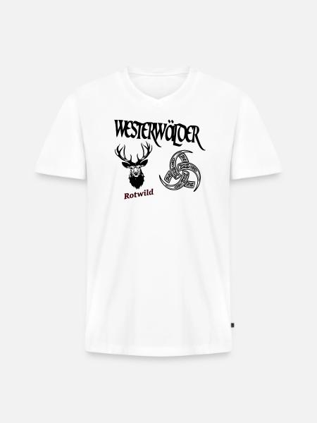 Westerwälder Rotwild - Männer Premium Bio T-Shirt mit V-Ausschnitt - Weiß