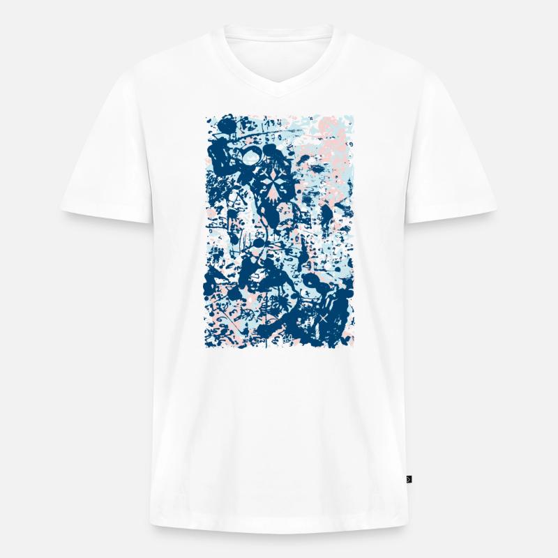 Geflecktes Hermelin - Männer Premium Bio T-Shirt mit V-Ausschnitt - Weiß