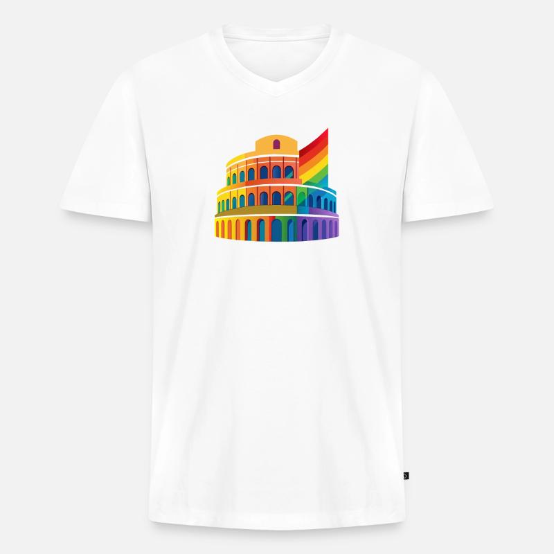 Collosseum - Männer Premium Bio T-Shirt mit V-Ausschnitt - Weiß