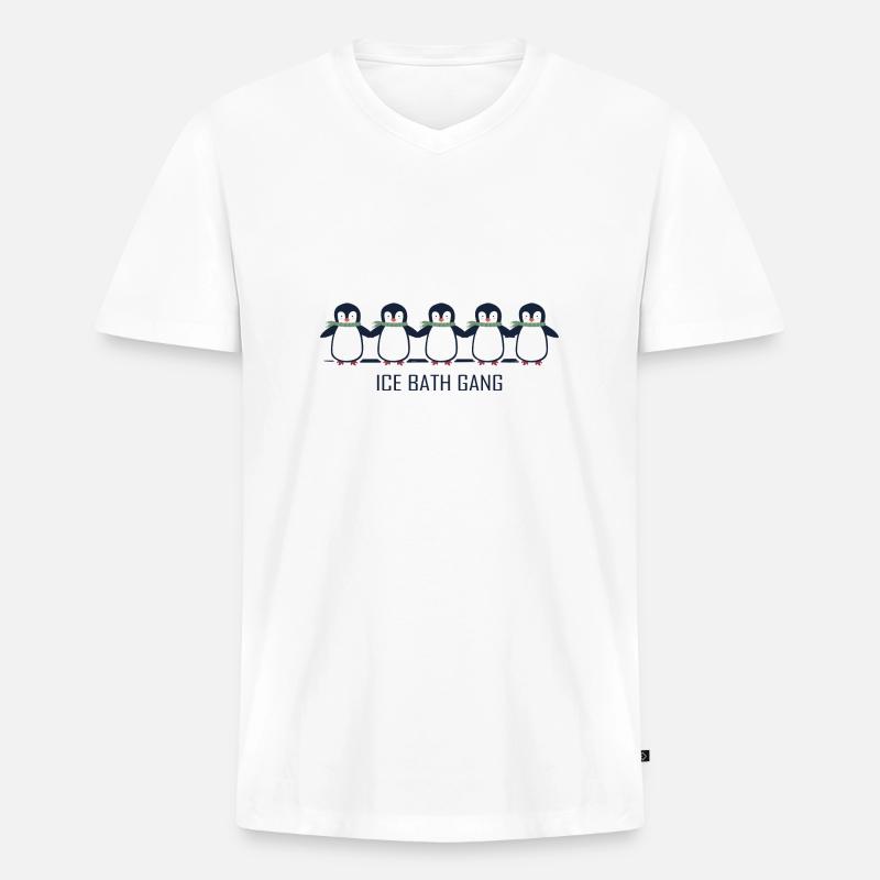 eisbader winterbader pinguin eisbaden - Männer Premium Bio T-Shirt mit V-Ausschnitt - Weiß